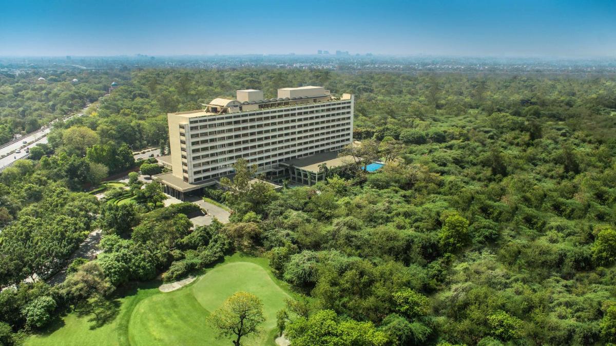 an overhead view of a building on a golf course at The Oberoi New Delhi in New Delhi an overhead view of a building on a golf course at The Oberoi New Delhi in New Delhi