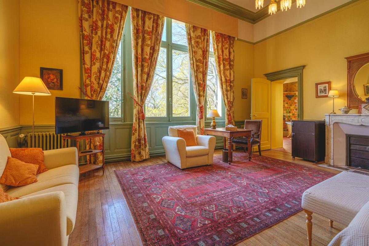 Télévision ou salle de divertissement dans l'établissement Château La Comtesse de Loire & Spa