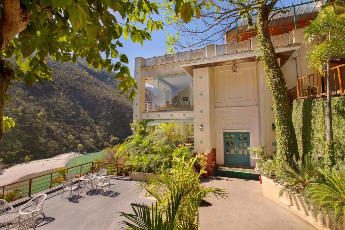 a house with a view of a mountain at Raga on the Ganges, Rishikesh in Rishīkesh