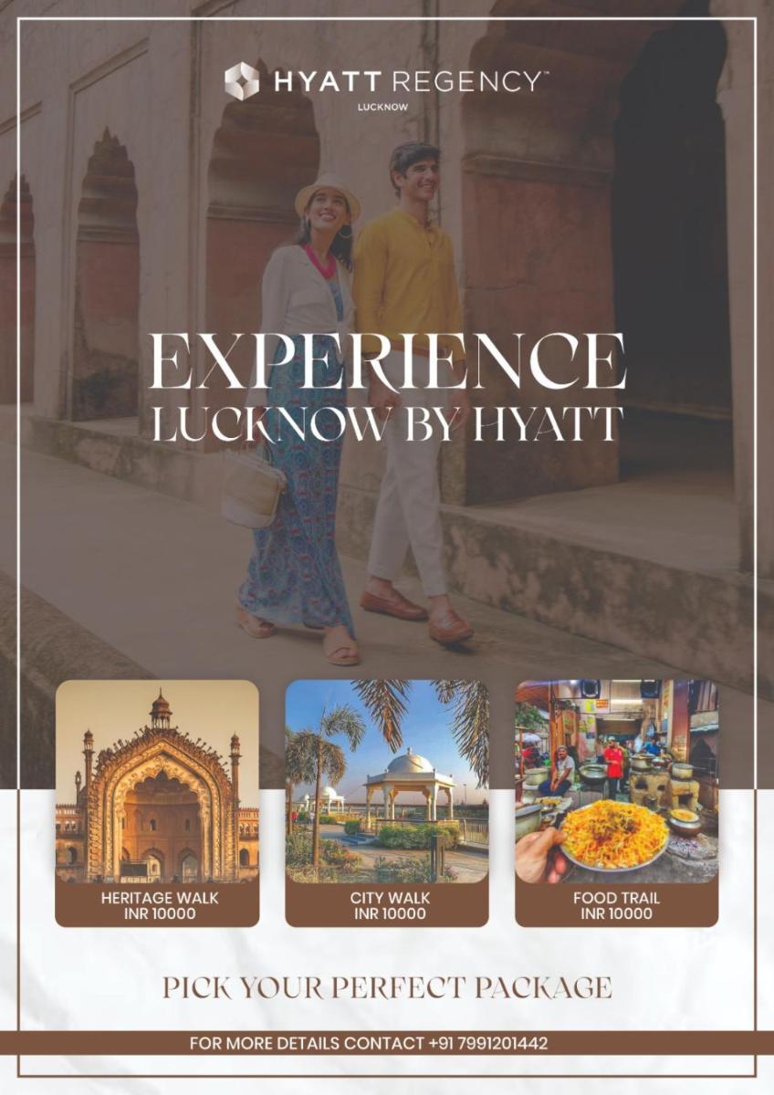 a flyer for an event with a picture of two people at Hyatt Regency Lucknow Gomti Nagar in Lucknow