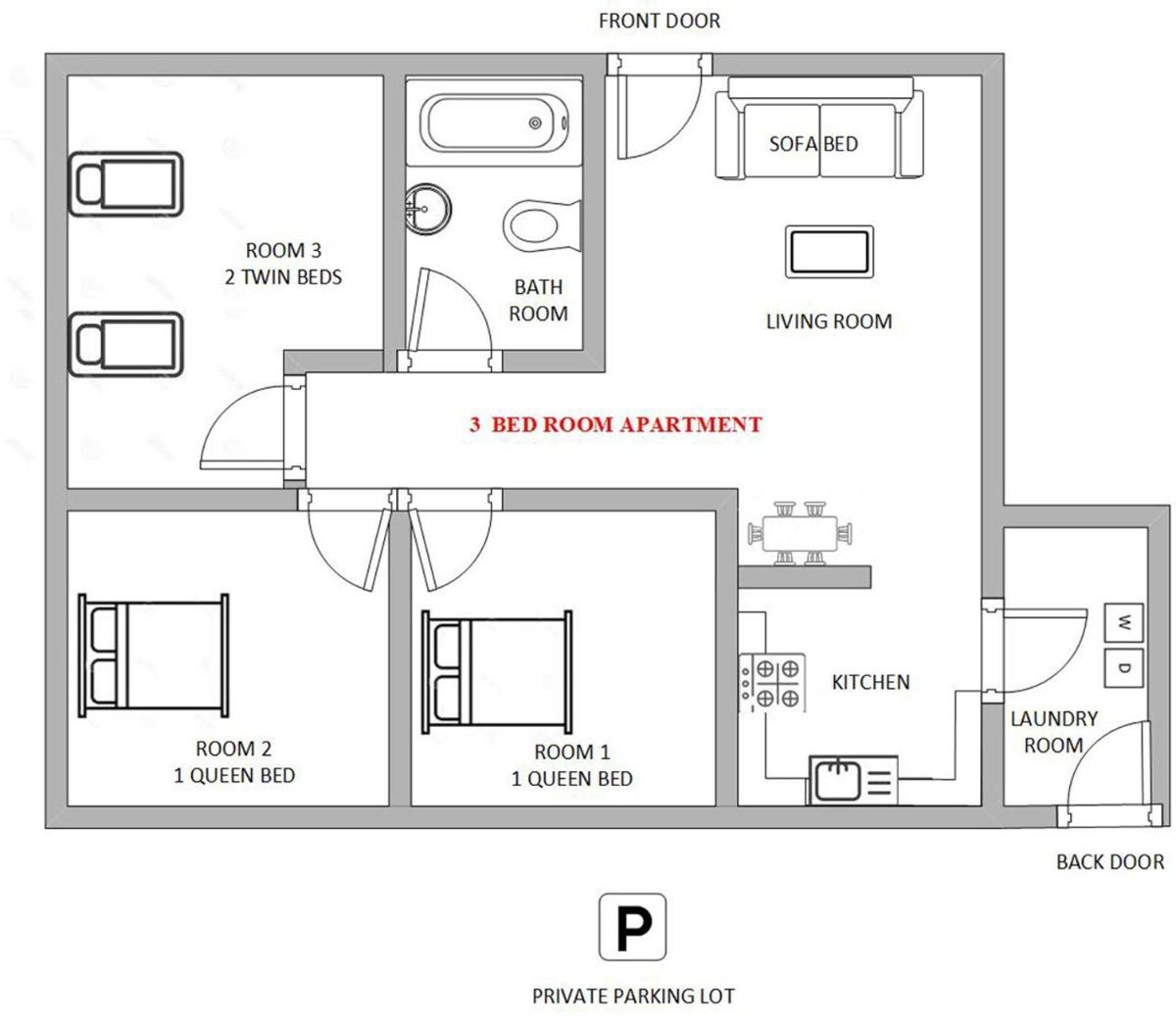 Suitetrails - 1 or 3 Bedroom Apartment with Full Kitchen
