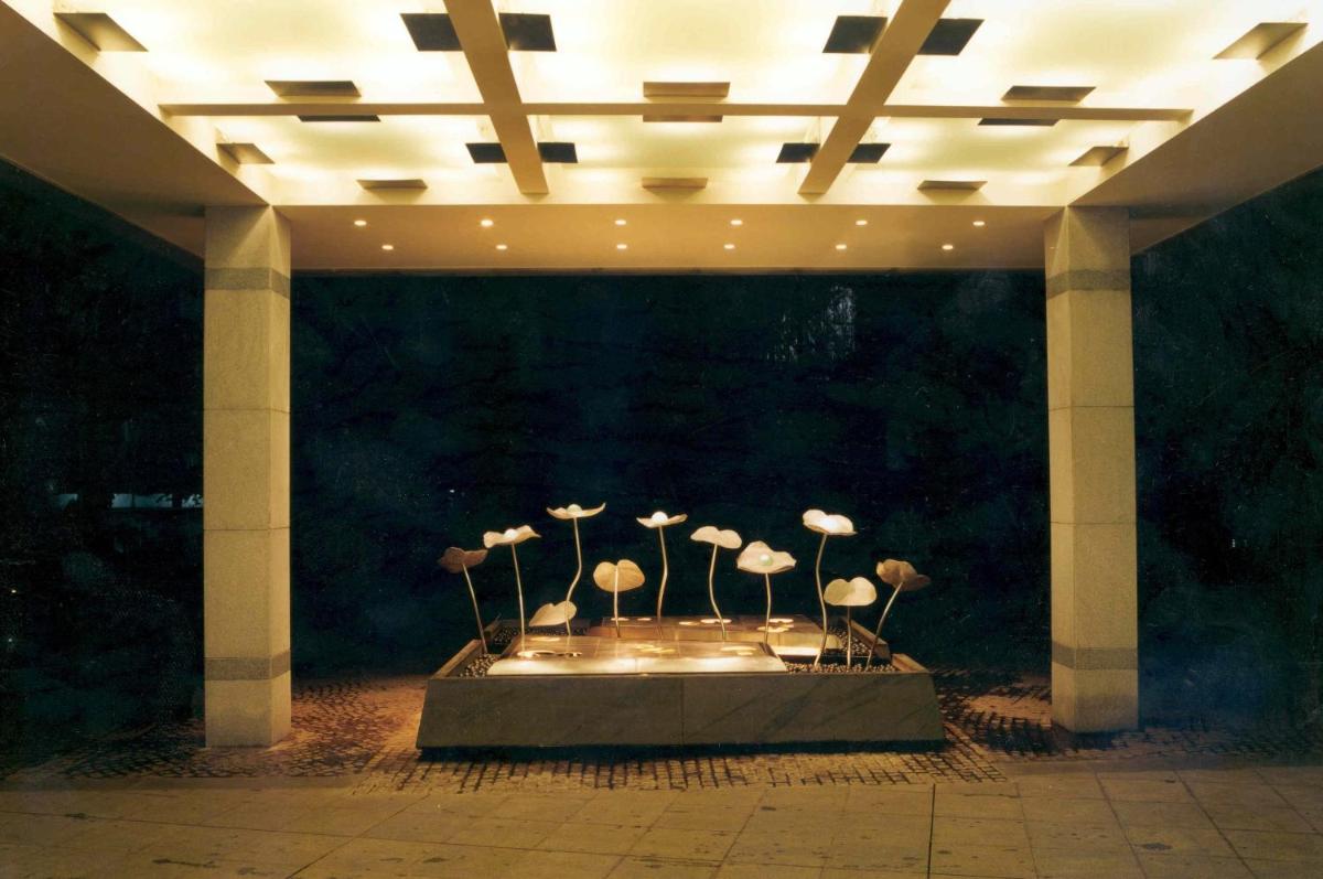 a group of flamingos sitting on top of a building at The Park Chennai in Chennai a group of flamingos sitting on top of a building at The Park Chennai in Chennai