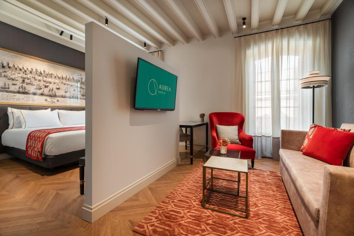 Cama o camas de una habitación en Áurea Casa Palacio Sagasta by Eurostars Hotel Company