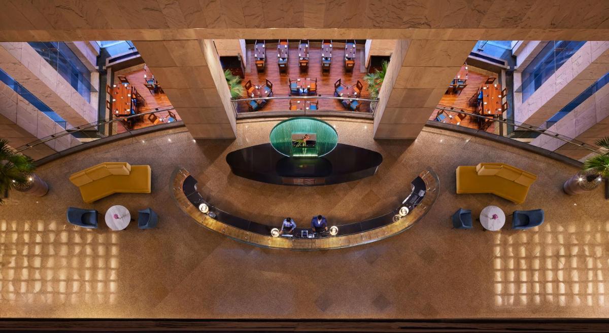 an overhead view of the lobby of a building at Hyatt Regency Kolkata in Kolkata an overhead view of the lobby of a building at Hyatt Regency Kolkata in Kolkata