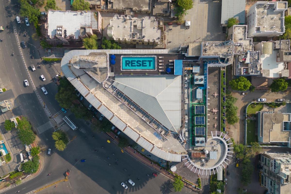 an overhead view of a building in a city at Sunday Hotel Jaipur in Jaipur