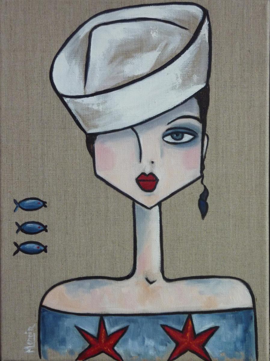 dessin d'une femme dans un chapeau de marin dans l'établissement Kyriad Hotel Brest, à Brest