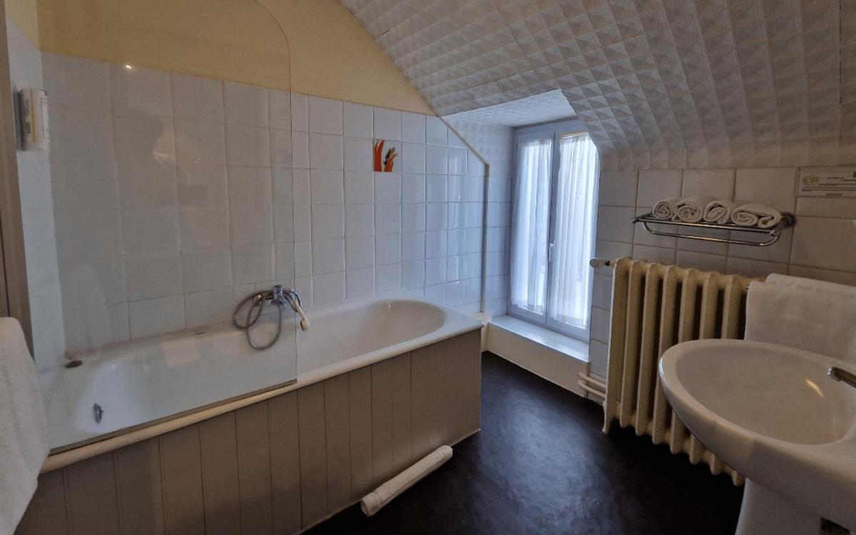 Salle de bains dans l'établissement Logis Central Hôtel - Restaurant & Spa