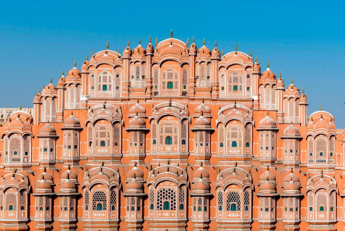 a view of the palace of winds in jaipur at Radisson Blu Jaipur in Jaipur