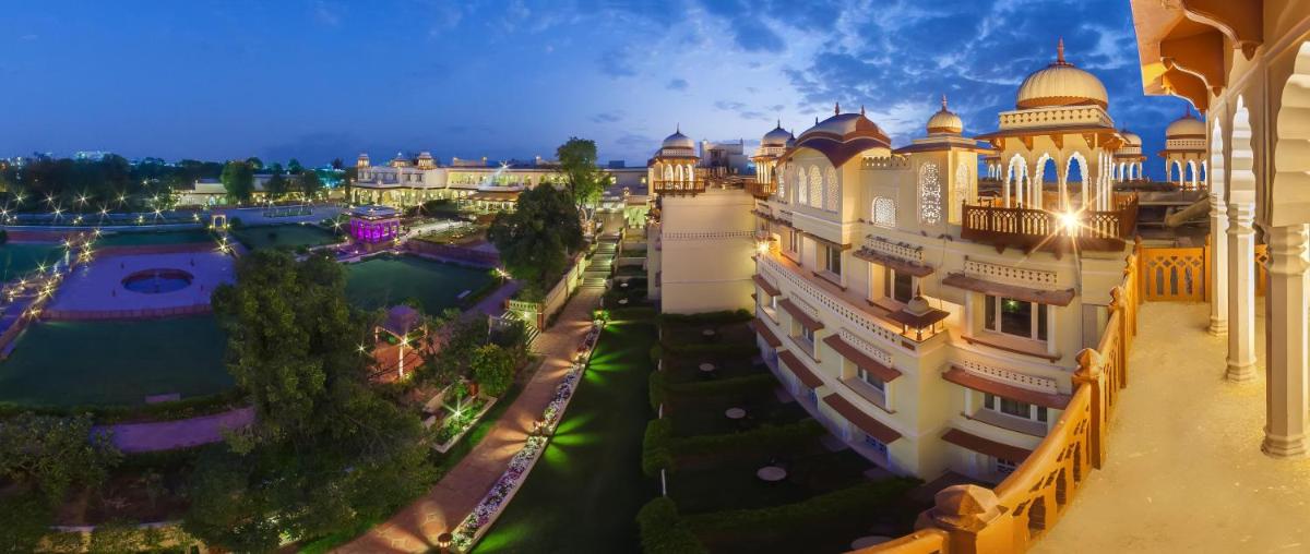 an aerial view of a resort at night at Jai Mahal Palace in Jaipur