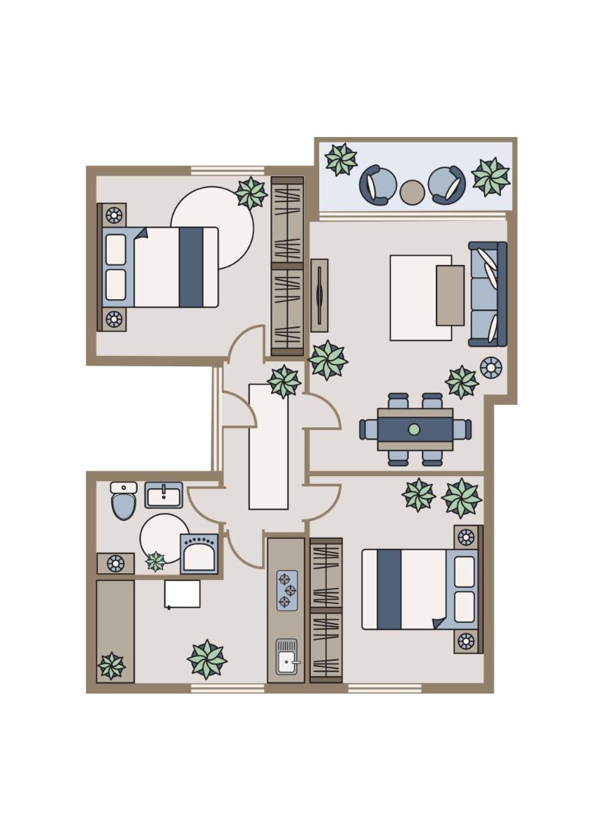 Family-Apartment mit Balkon, Küche, Parkplatz & Waschmaschine - Housity