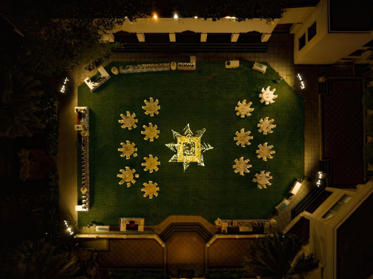 an overhead view of a stage with snow at Taj Krishna in Hyderabad