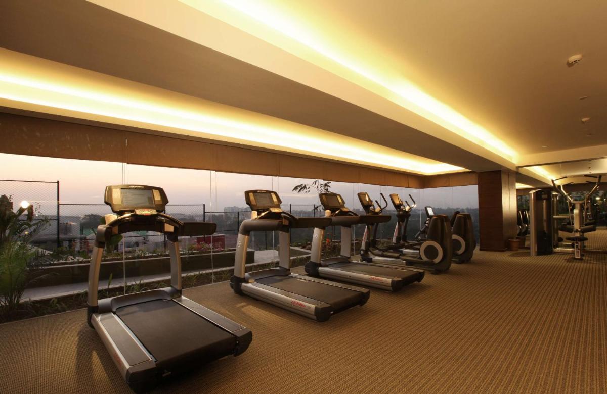 a row of treadmills in a gym at Hyatt Pune in Pune
