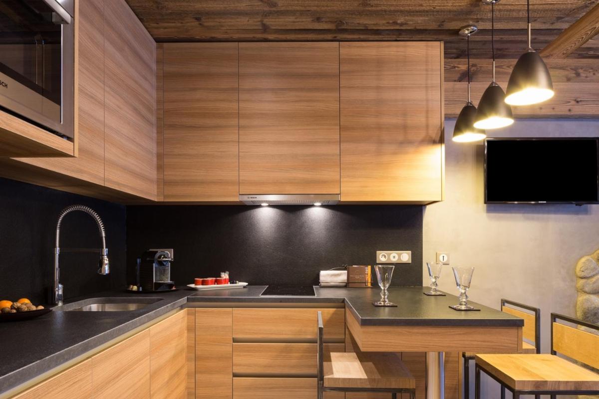 Cuisine ou kitchenette dans l'établissement Les Grands Montets Hotel & Spa