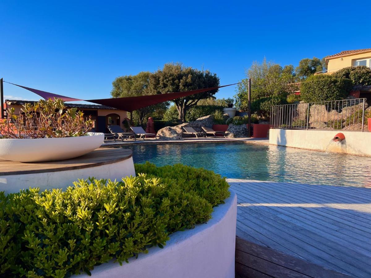 une piscine avec quelques plantes et une piscine dans l'établissement Le Roc E Fiori Hotel - Teritoria, à Porto-Vecchio