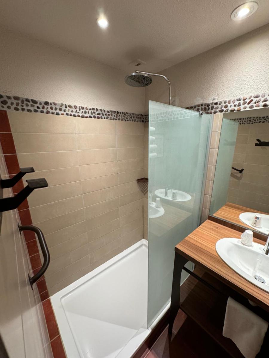Salle de bains dans l'établissement Hôtel Spa La Truite Dorée