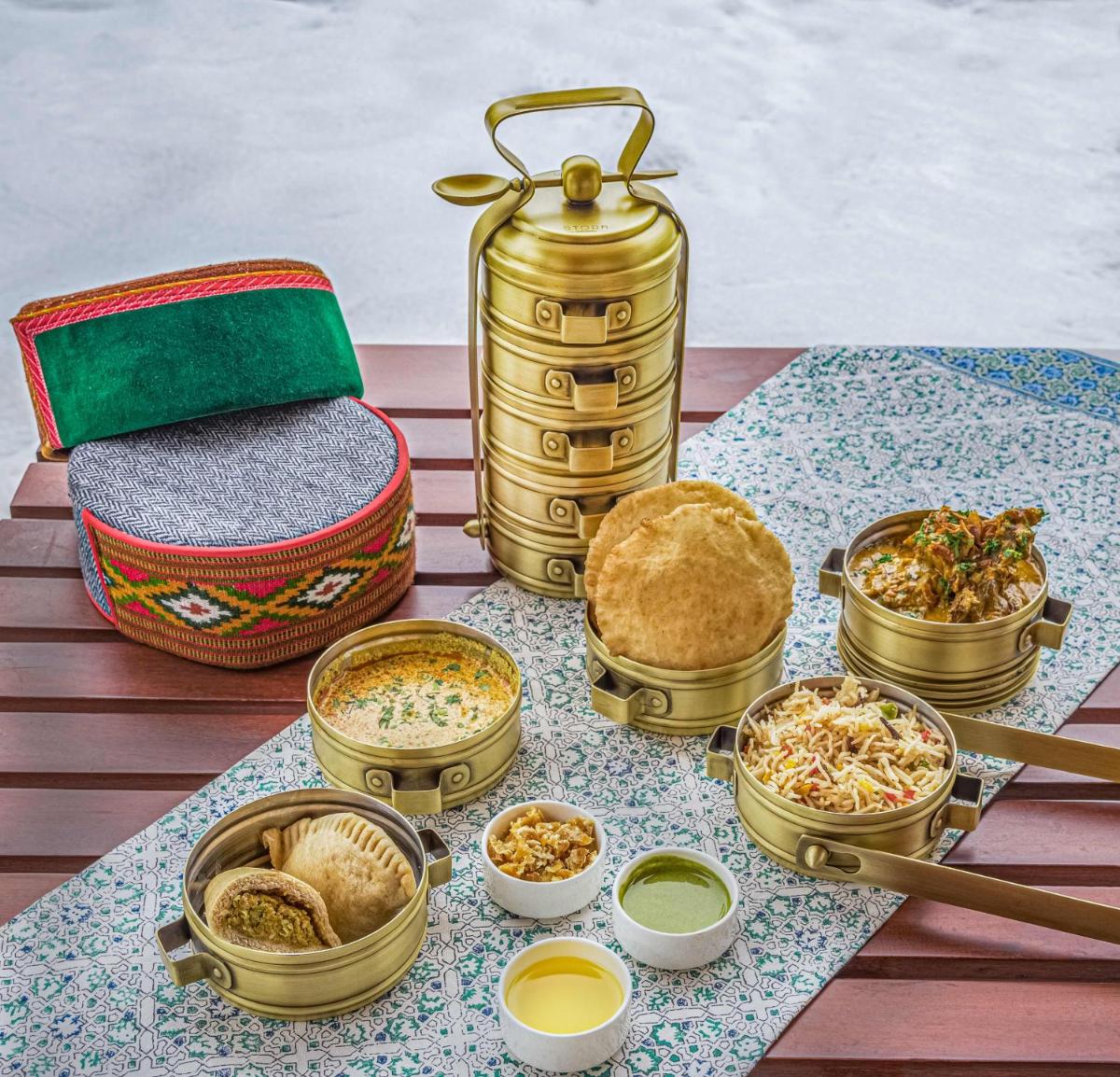 a table topped with lots of different types of food at Storii By ITC Hotels Urvashis Retreat, Manali in Manāli a table topped with lots of different types of food at Storii By ITC Hotels Urvashis Retreat, Manali in Manāli