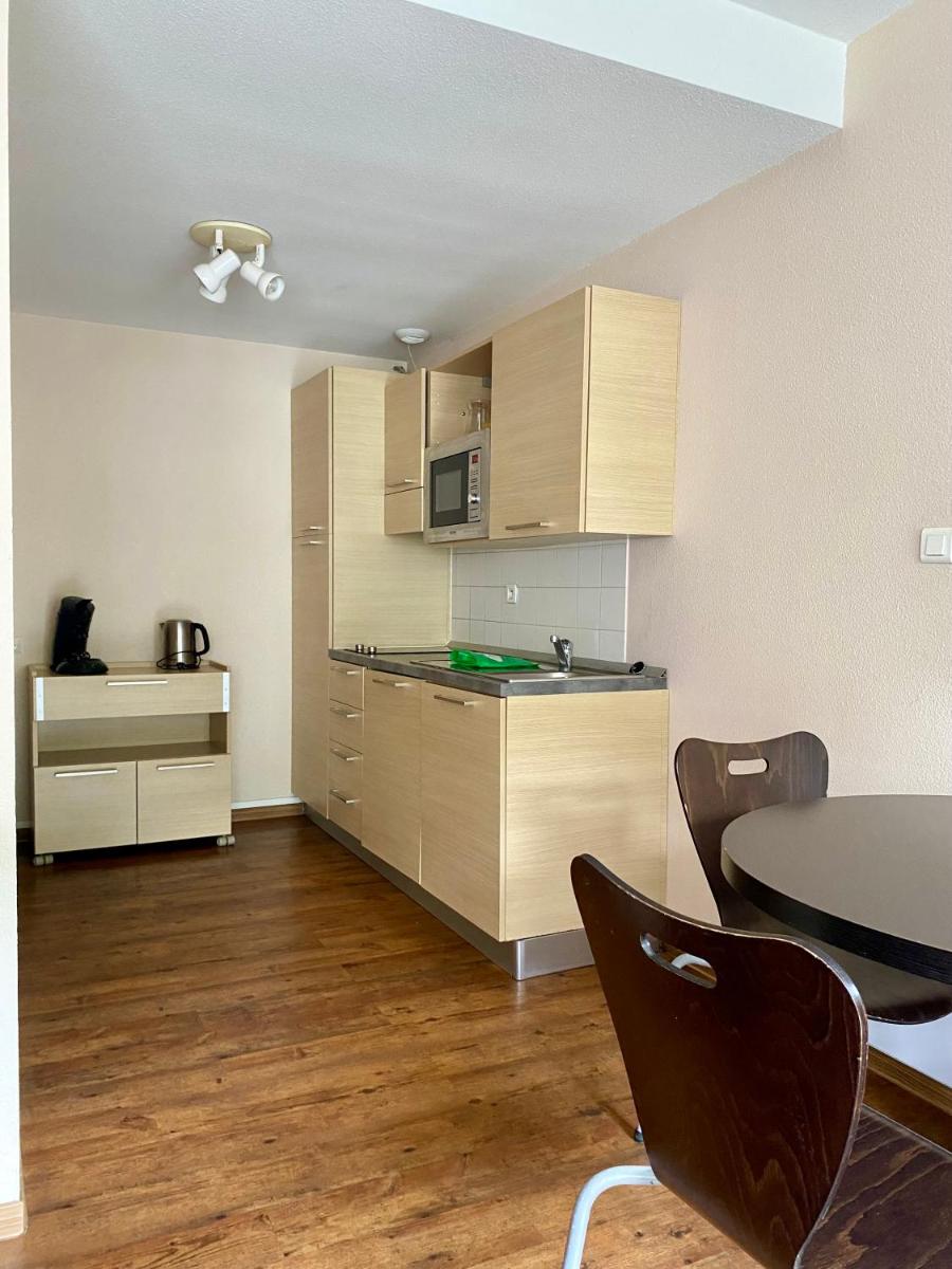 Cuisine ou kitchenette dans l'établissement Résidence Le Grand Tétras- SPA THERMAL INCLUS