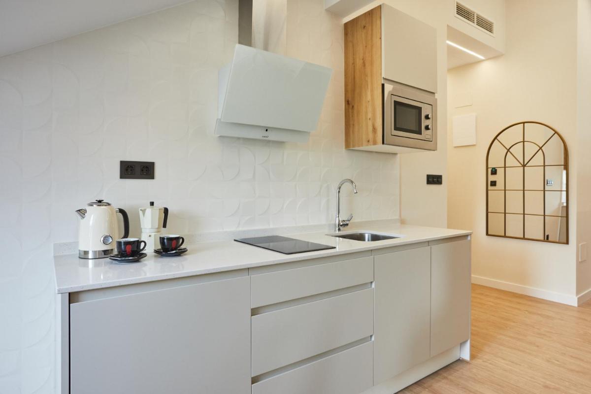 Una cocina o zona de cocina en Apartamentos Silken Fontibre Iberia & Spa