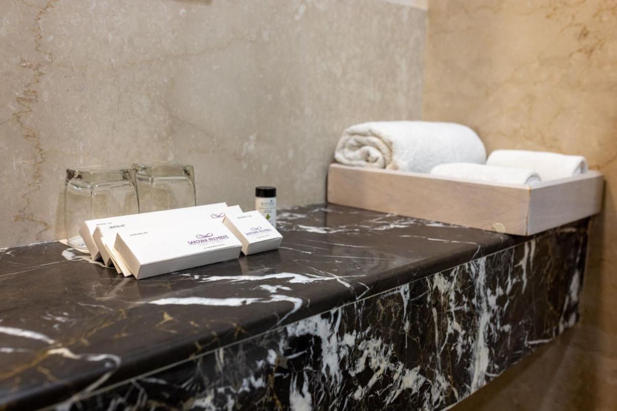 a box of towels sitting on top of a counter at Sarovar Premiere Jaipur in Jaipur