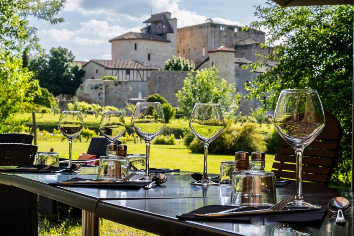 Jardin de l'établissement Logis L'Auberge de Larressingle