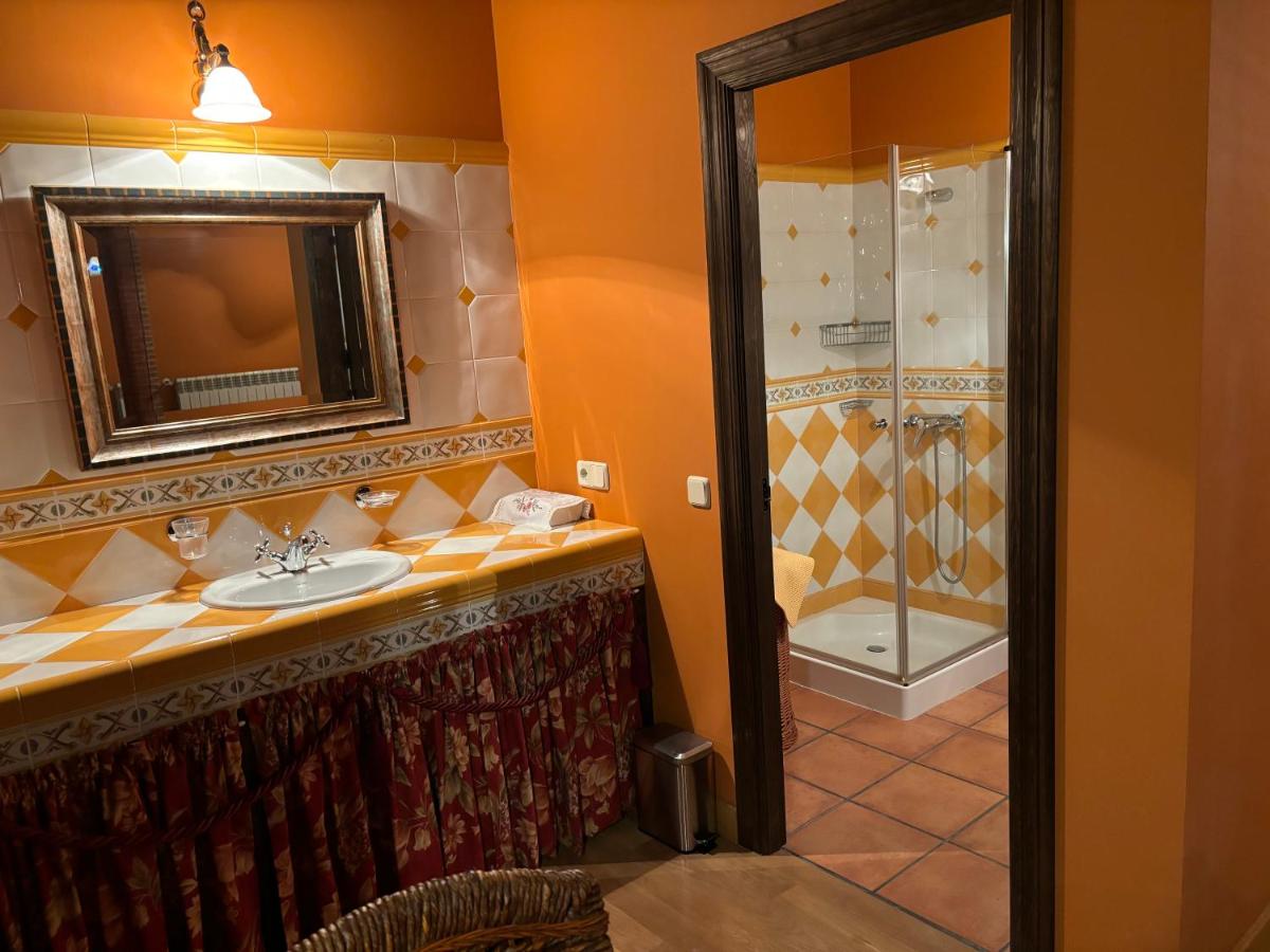 un baño con lavabo y ducha en Terraplén Seis Boutique Hotel, en Fermoselle