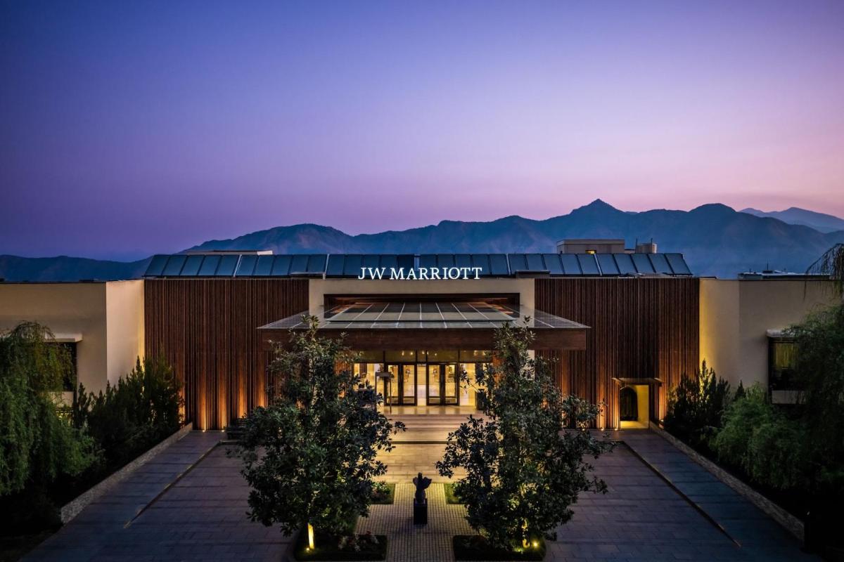 a building with a sign that reads hyundai hotel at JW Marriott Mussoorie Walnut Grove Resort & Spa in Mussoorie