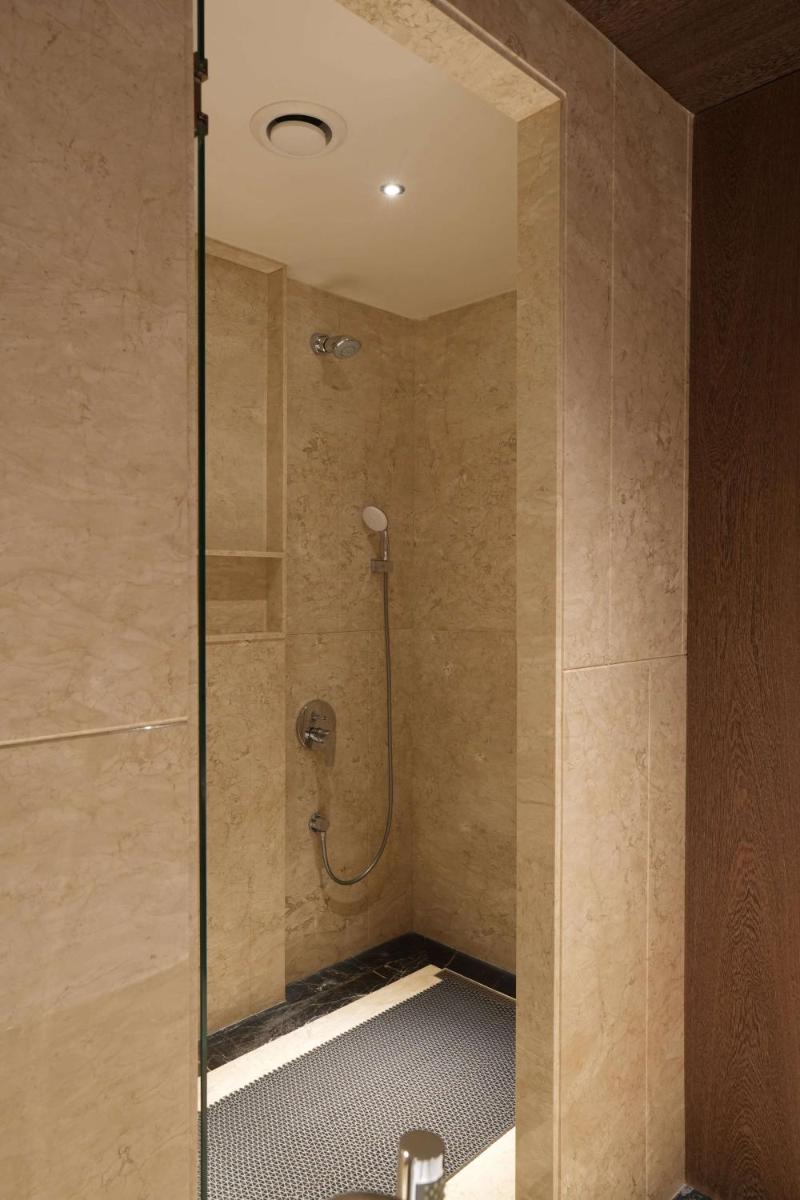 a shower with a glass door in a bathroom at Parallel Hotel Udaipur, a member of Radisson Individuals in Udaipur