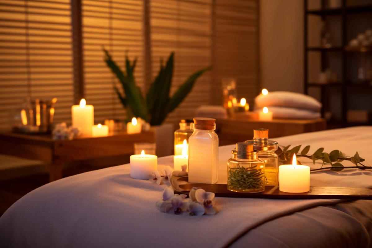 a group of candles sitting on top of a bed at Radisson Blu Hotel Amritsar in Amritsar
