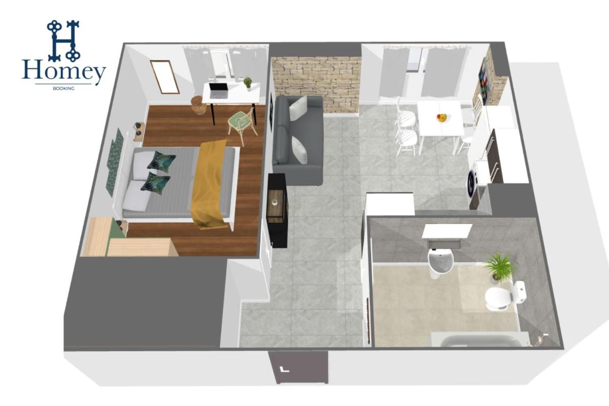 HOMEY KEOLA - Parking privé gratuit - Aux portes de Genève - Au pied du tram - Appartement avec 1 chambre et un grand salon avec un canapé-lit - Housity