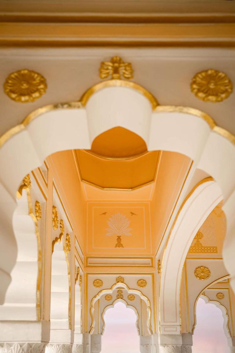 an ornate coffered ceiling in a building at Hyatt Regency Jaipur Mansarovar in Jaipur an ornate coffered ceiling in a building at Hyatt Regency Jaipur Mansarovar in Jaipur