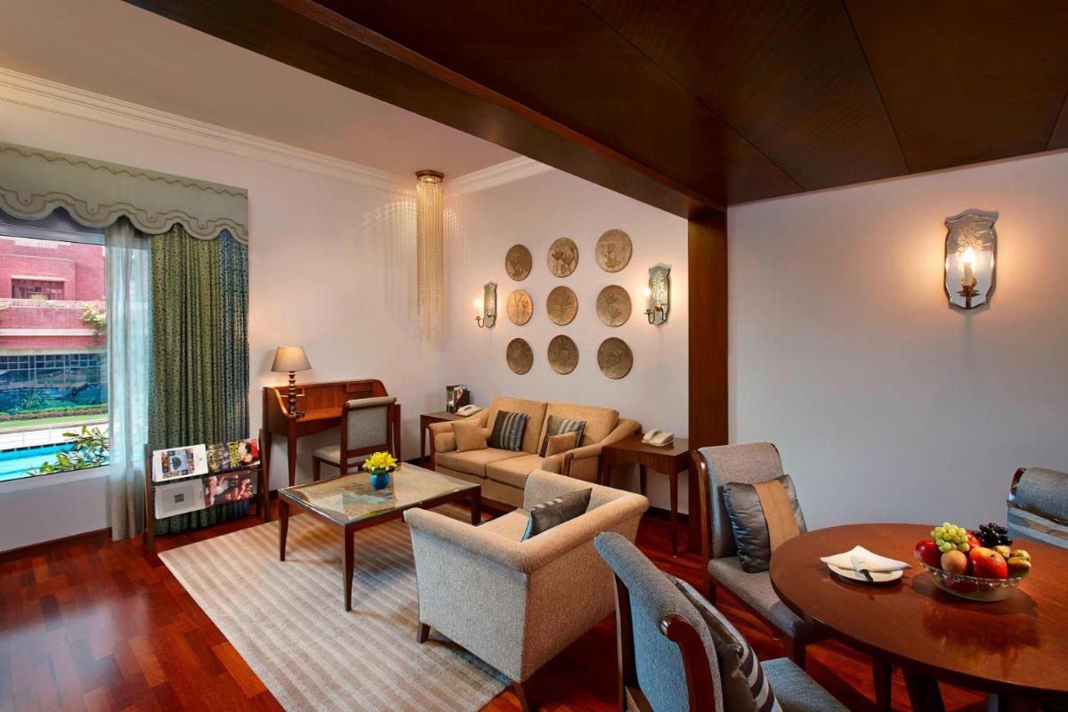 a living room with a couch and a table at ITC Rajputana, a Luxury Collection Hotel, Jaipur in Jaipur
