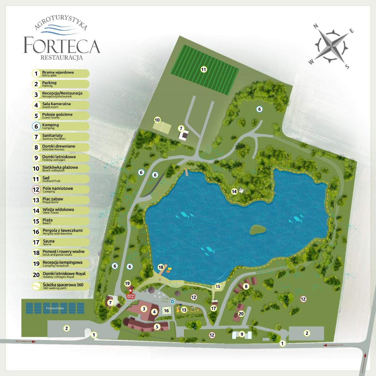 Camping Forteca, parcele kempingowe nad wodą, z WŁASNYM namiotem lub przyczepą - Housity