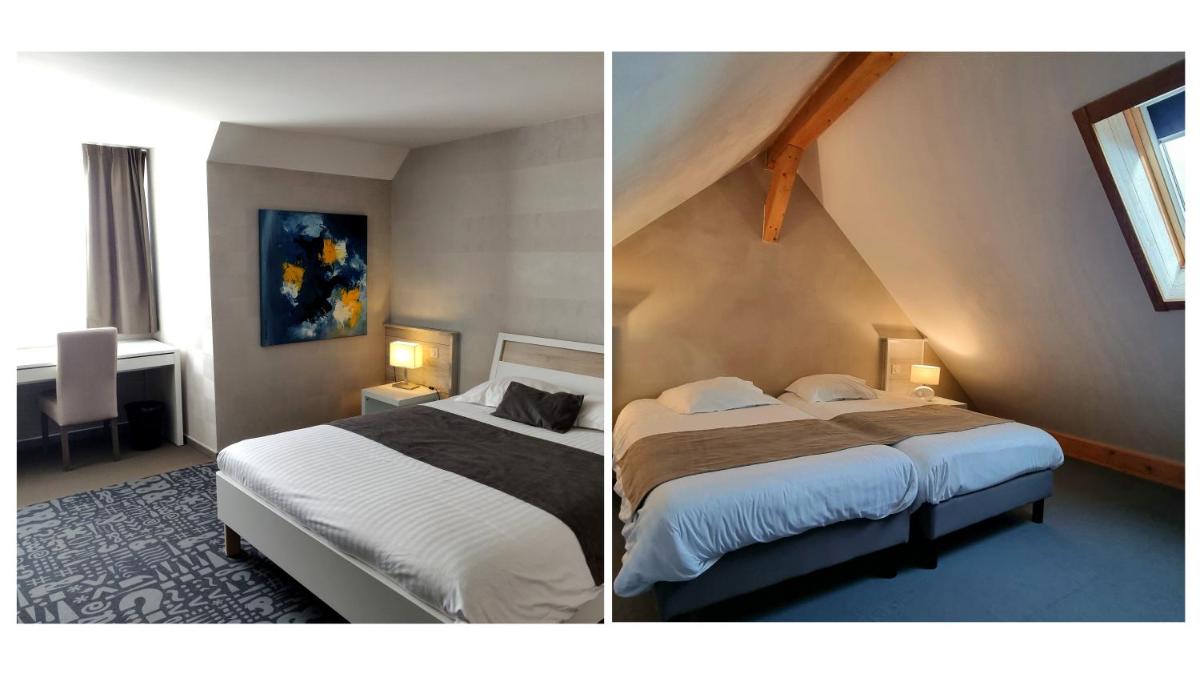Un ou plusieurs lits dans un hébergement de l'établissement Hôtel Le Dormeur