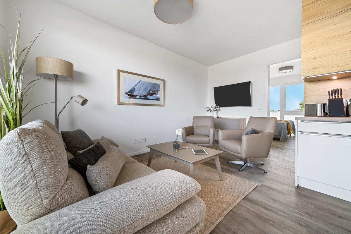 BeachTerraceThree- EG, barrierearm, Meerblick, Terrasse, Kamin, Sauna - Housity