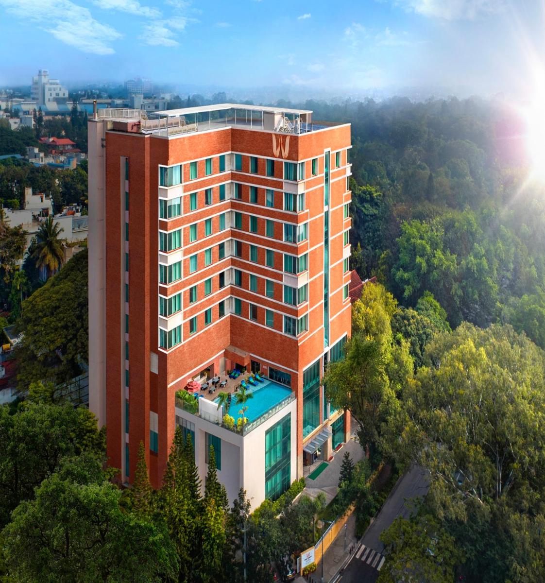 an overhead view of a building with a pool at Welcomhotel by ITC Hotels, Richmond Road, Bengaluru in Bengaluru