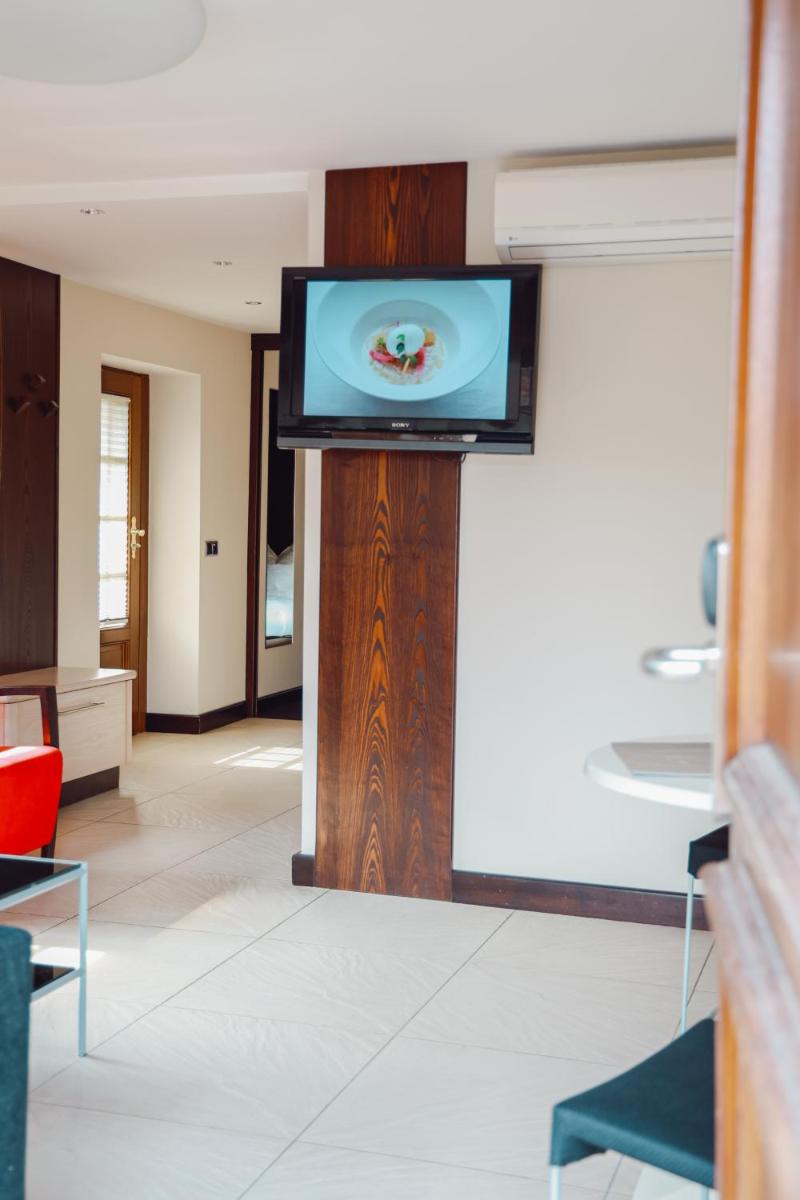 Télévision ou salle de divertissement dans l'établissement Hotel - Restaurant Le Cerf & Spa