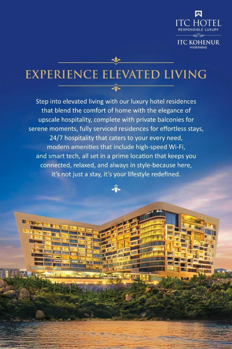 a flyer for the excellence elevated living hotel at ITC Kohenur, a Luxury Collection Hotel, Hyderabad in Hyderabad