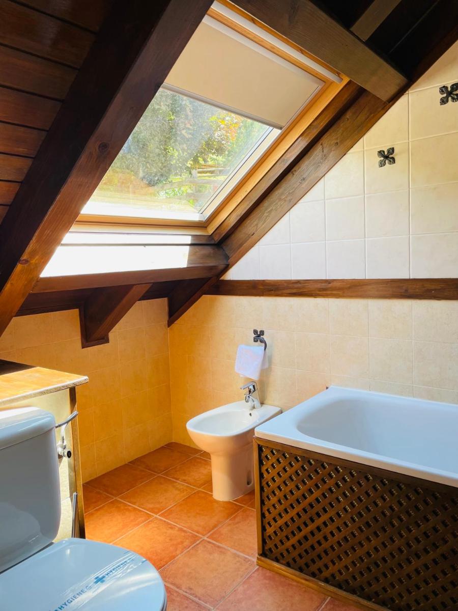 baño con aseo, bañera y ventana en Tierras De Arán, en Betlán 127 fotos más