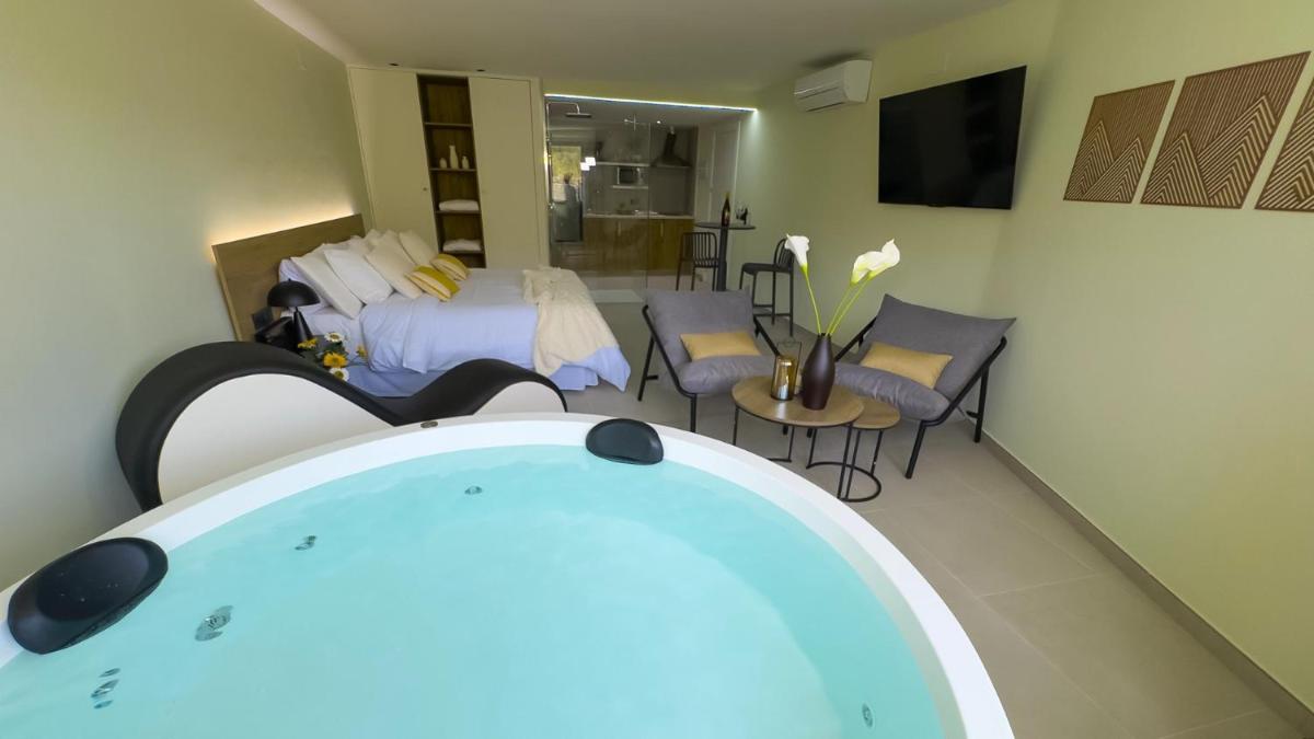 Una televisión o centro de entretenimiento en Hotel Spa Mirador