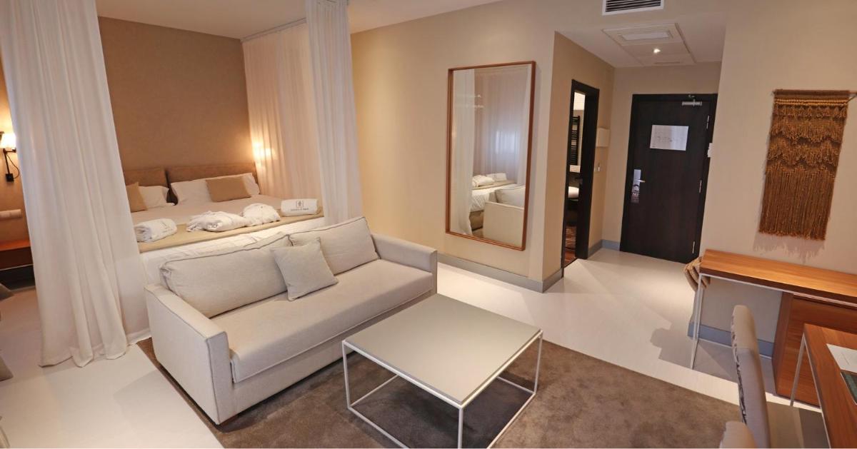 Cama o camas de una habitación en Balneario Segura de Baños