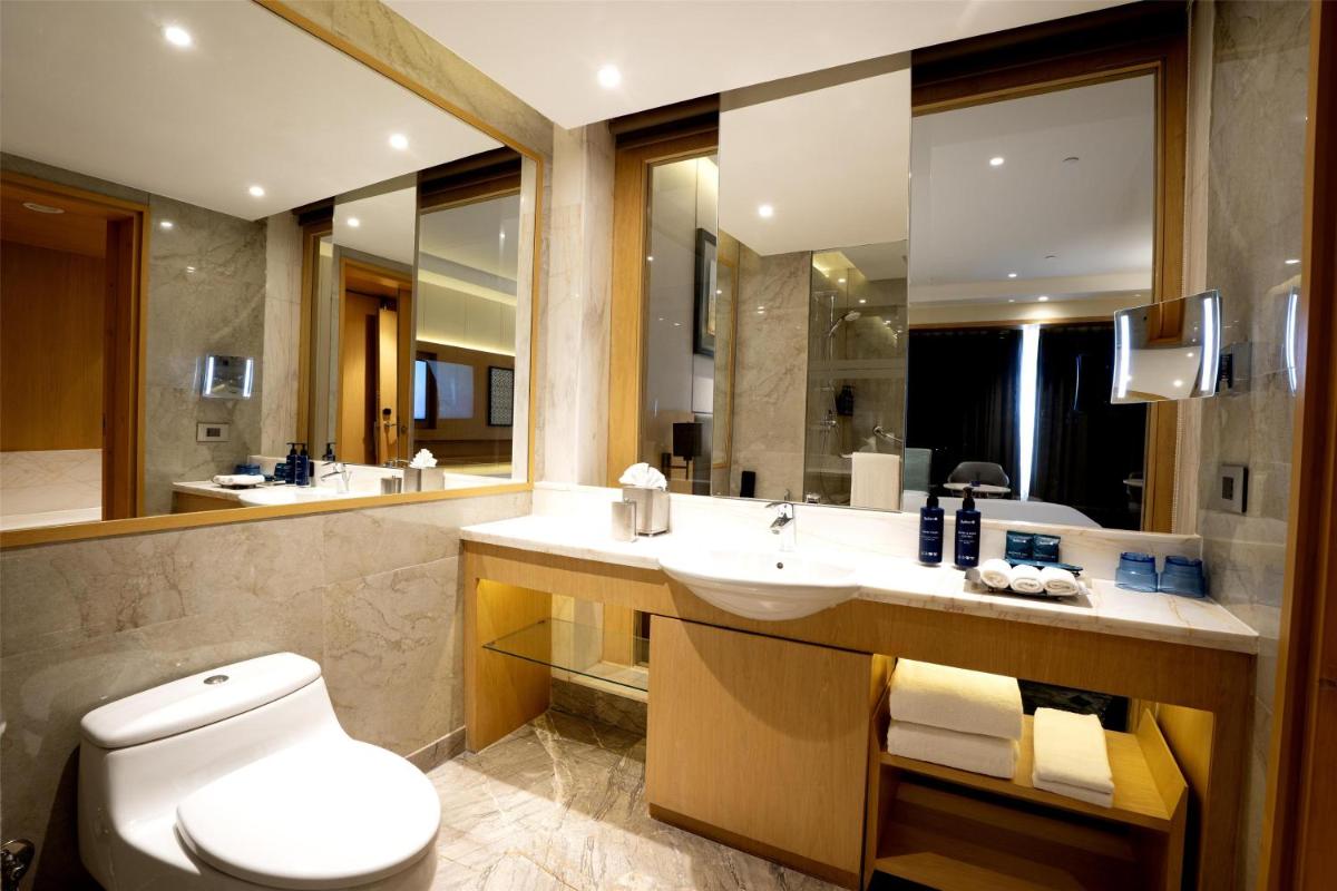 a bathroom with a white toilet and a sink at Radisson Blu Hotel Amritsar in Amritsar