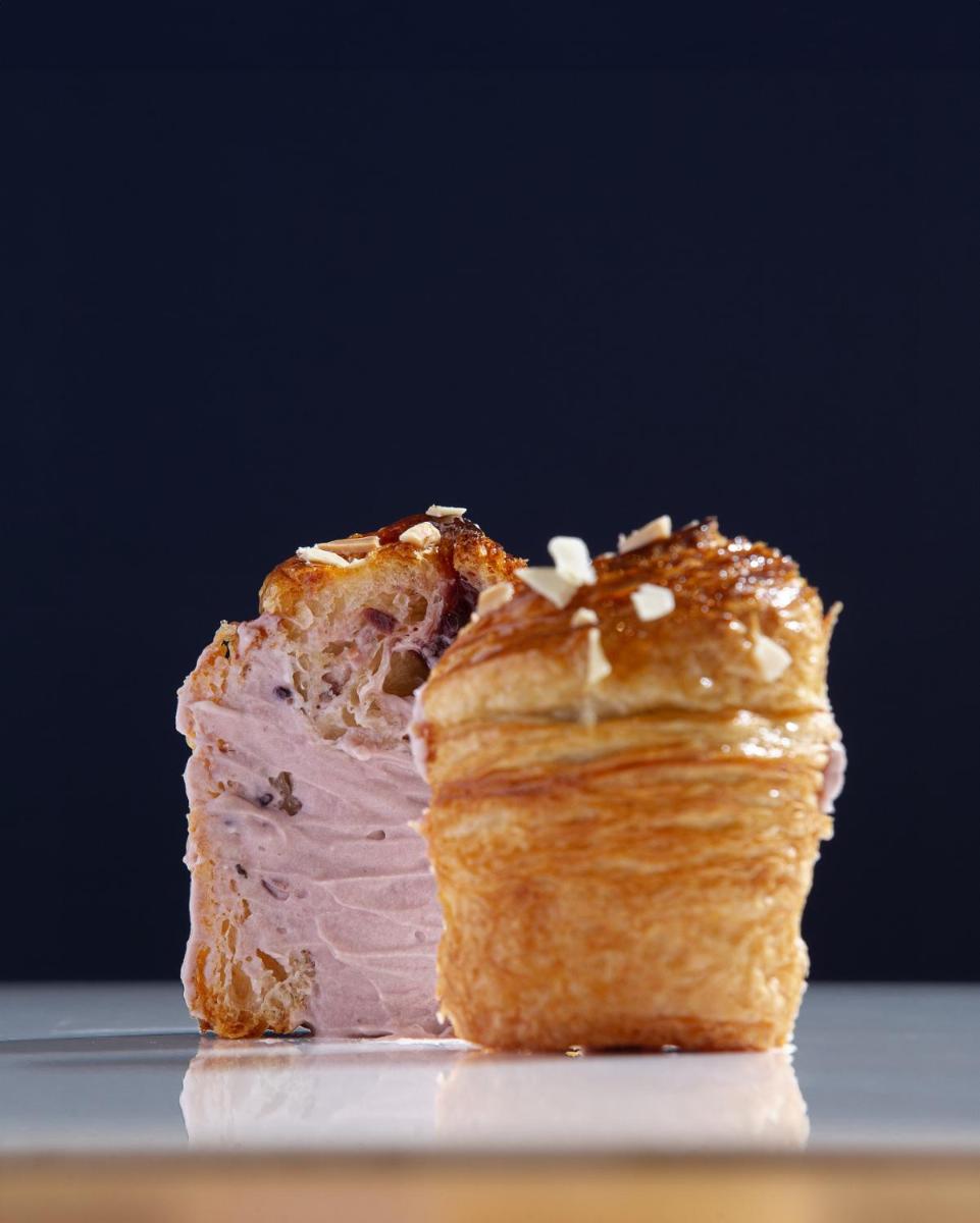 a piece of pastry sitting on top of a table at Hyatt Regency Jaipur Mansarovar in Jaipur a piece of pastry sitting on top of a table at Hyatt Regency Jaipur Mansarovar in Jaipur