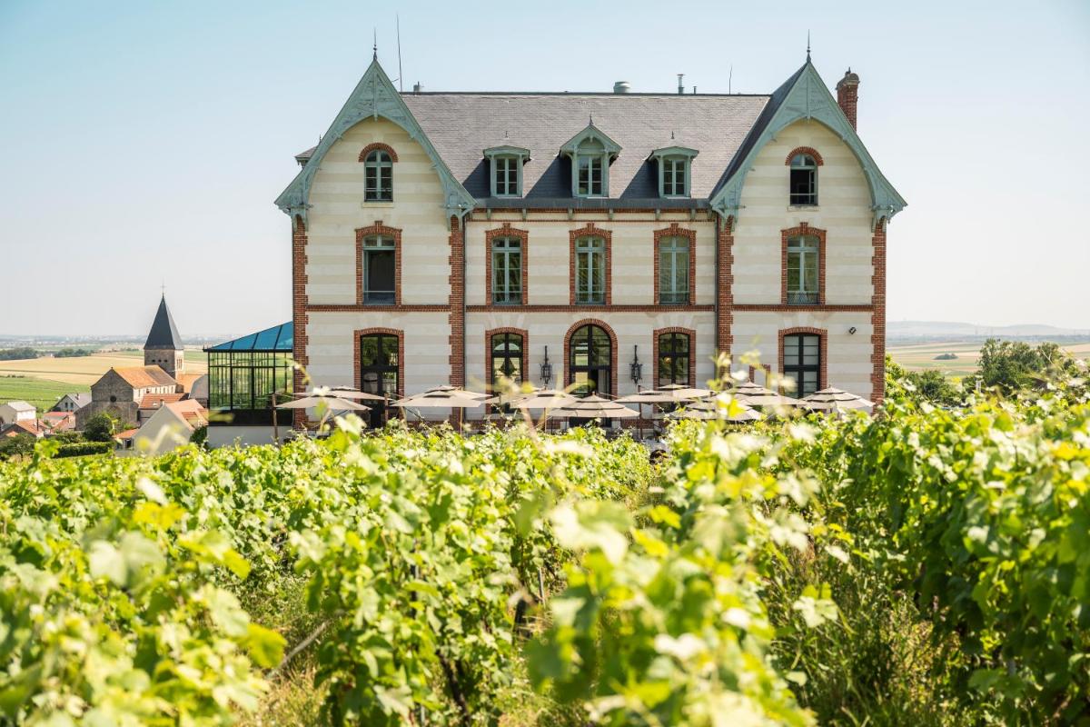 une vieille maison avec une haie devant elle dans l'établissement Chateau de Sacy, à Sacy