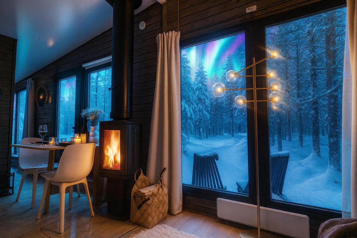Lapland Landscape Cabin with Nature View, Sauna, Fireplace & Kitchen, Ylläs, Äkäslompolo, Riverside Village - Housity