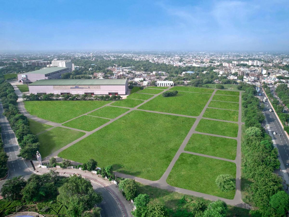an aerial view of a park in a city at Novotel Jaipur Convention Centre in Jaipur