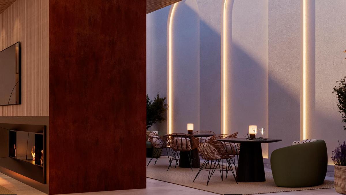 Uma área de estar em The Lince Ecorkhotel Évora