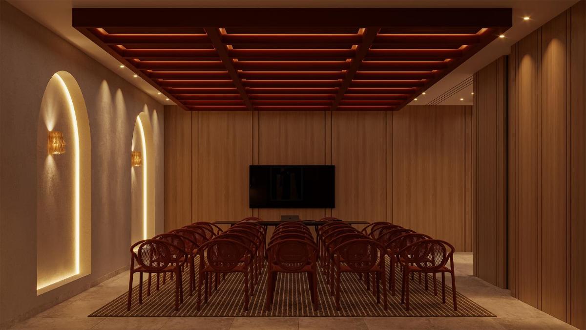 Uma televisão e/ou sistema de entretenimento em The Lince Ecorkhotel Évora