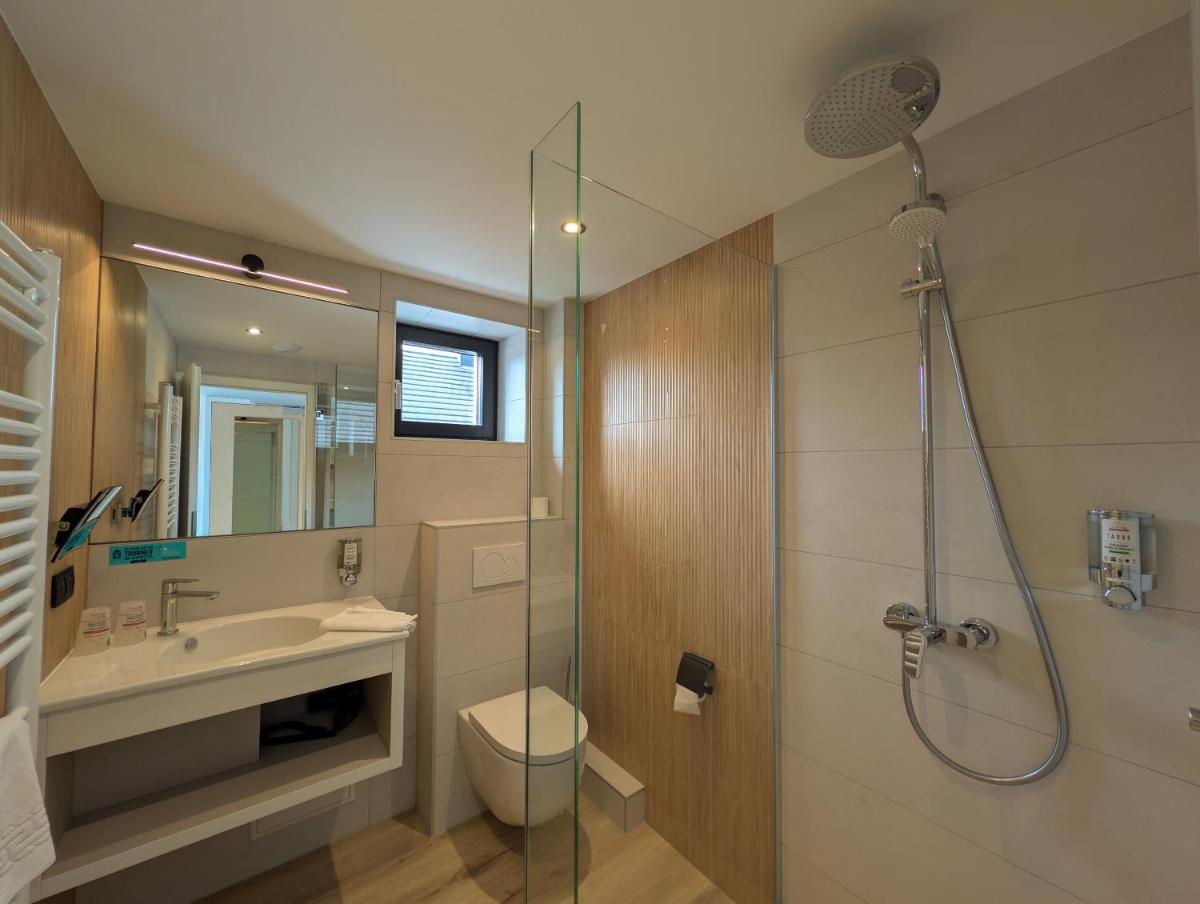 Salle de bains dans l'établissement Logis Hôtel Restaurant Au Lion Rouge