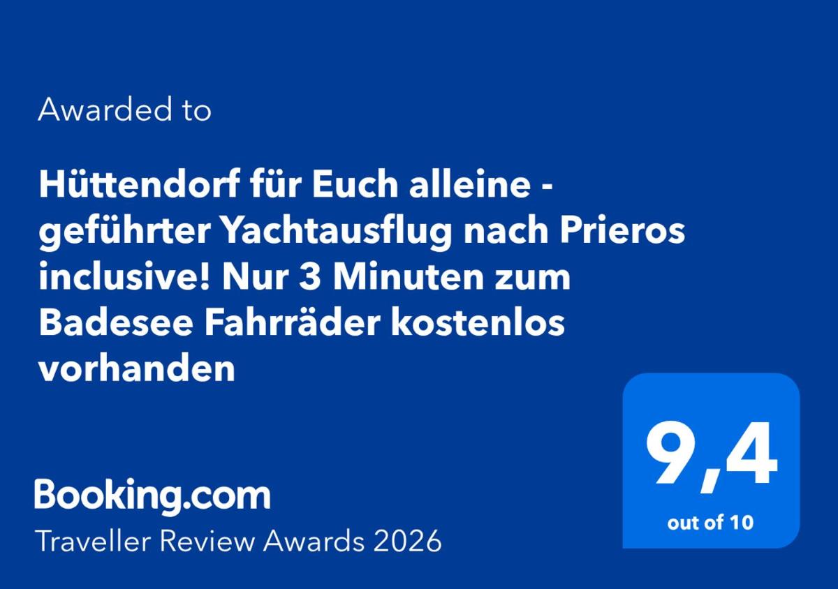 Hüttendorf für Euch alleine - geführter Yachtausflug nach Prieros inclusive! Nur 3 Minuten zum Badesee Fahrräder kostenlos vorhanden - Housity