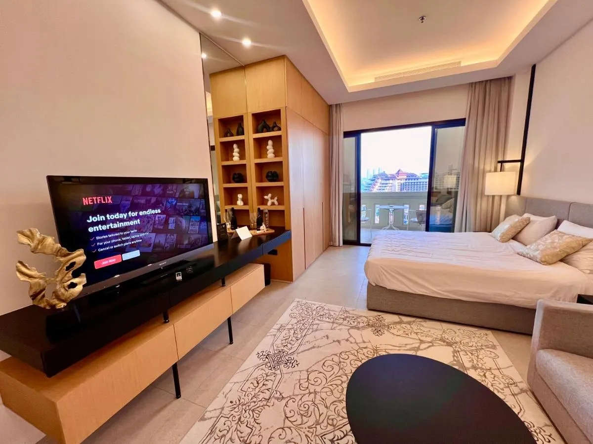 Palm Jumeirah, Studio, Fantastischer Meer-, Beach- und Skyline Blick, Strand — صورة 3